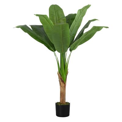 Artificial Plant, 43" Tall, Banana Tree, Indoor, Faux, Fake, Floor, Greenery, Potted, Real Touch, Decorative, Green Leaves