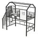 preview thumbnail 6 of 12, Twin Loft Kids Bed with Roof Design, Sturdy Frame & Storage Box for Kids, Integrated Ladder & Full-Length Guardrails, Black