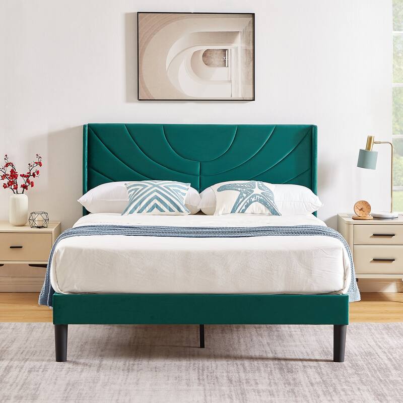 Bedroom Sets, 3-pieces Bedroom Set with Height Adjustable Upholstered Bed and Nightstands Set of 2-VECELO, 15 Style Options