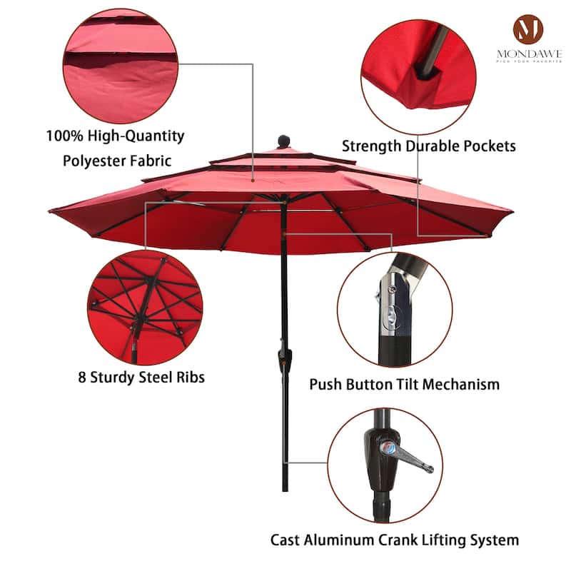 10ft Patio Market Umbrella with Double Airvent