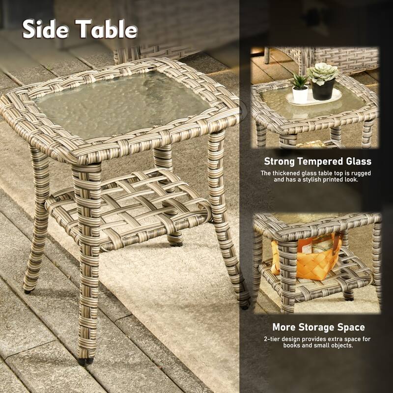 XIZZI 5-piece Patio Furniture Wicker Swivel Rocking Chair Set with Fire Pit