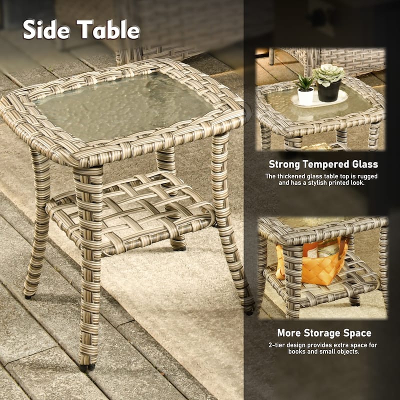 XIZZI 8-piece Patio Furniture Set Wicker Outdoor Seating Swivel Chairs