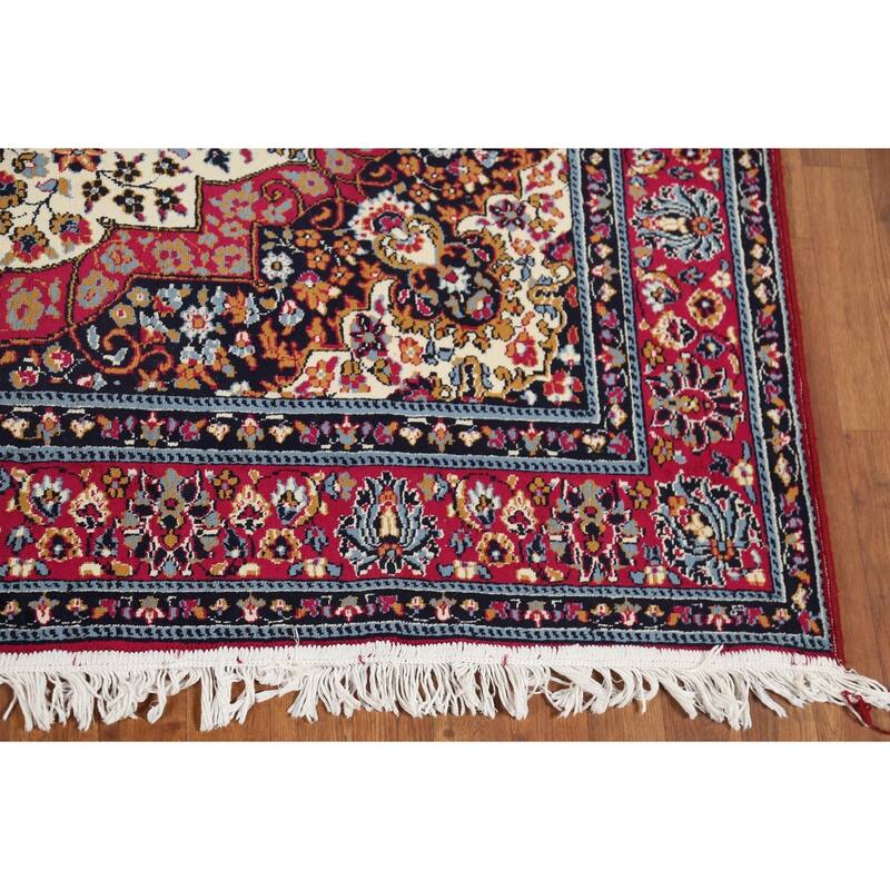 Floral Ivory Mashad Turkish Rug Machine Made Carpet - 6'4" x 9'6"