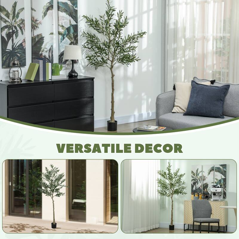 Artificial Olive Tree Plant 47 Inch Silk Leaves with Cement Pot for Indoor Decoration - 47.2"