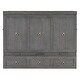 preview thumbnail 10 of 18, Queen Size Murphy Bed with USB Port and a Large Drawer, Folding Bed, Gray