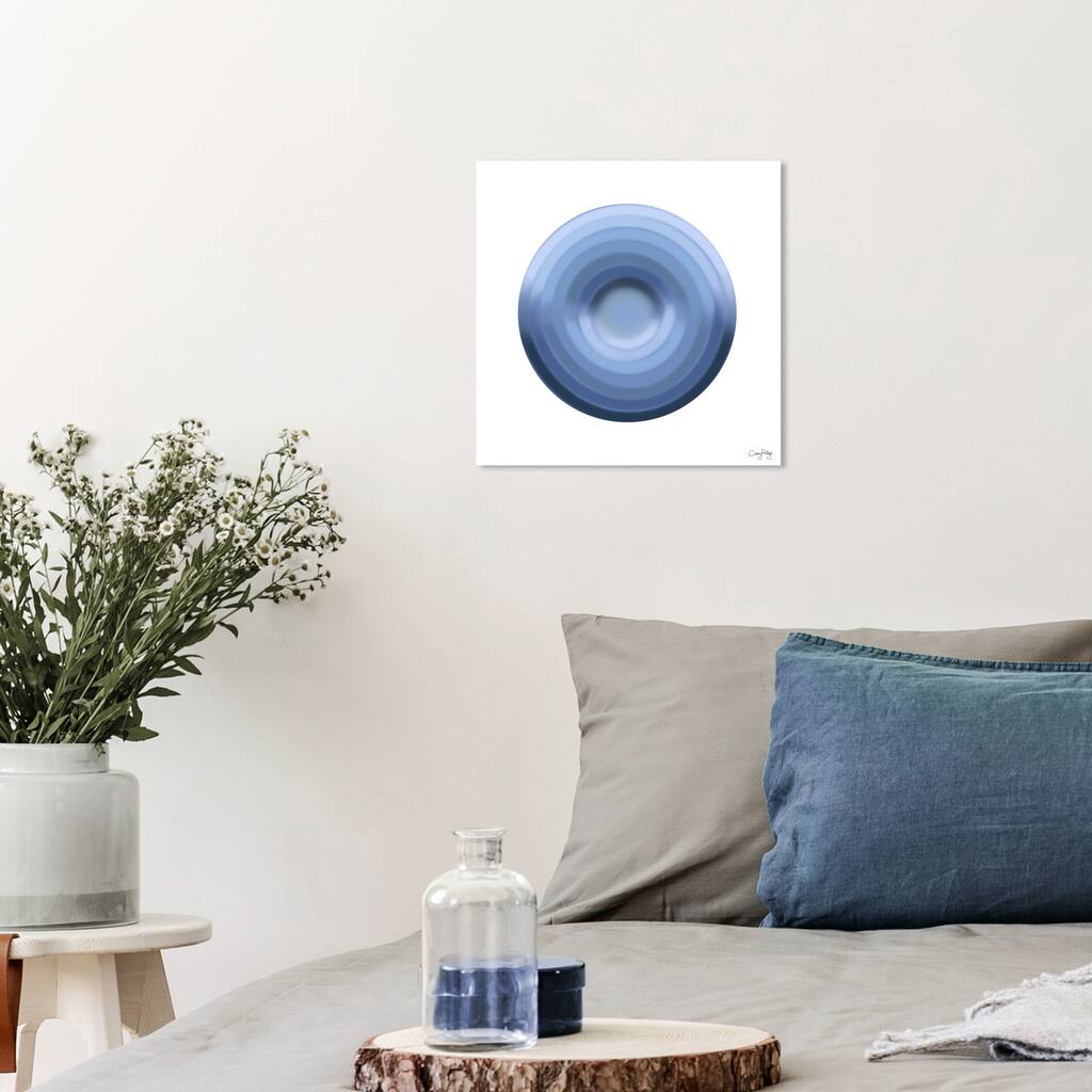 Wynwood Studio Abstract Corey Paige - Ombre Blue Circle Print Blue and Modern & Contemporary Wall Art Canvas Print