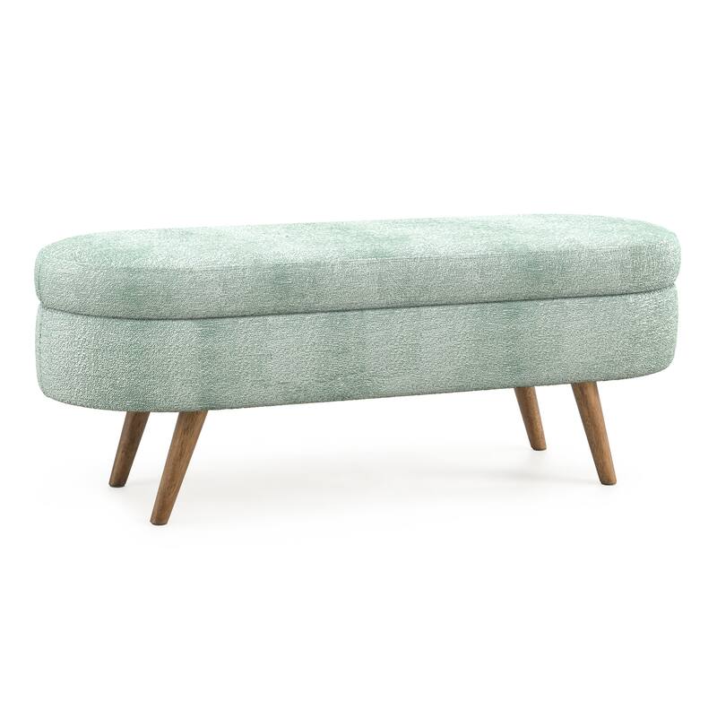 Farmhouse Style Fabric Solid Wood Storage Bench with Flip Top