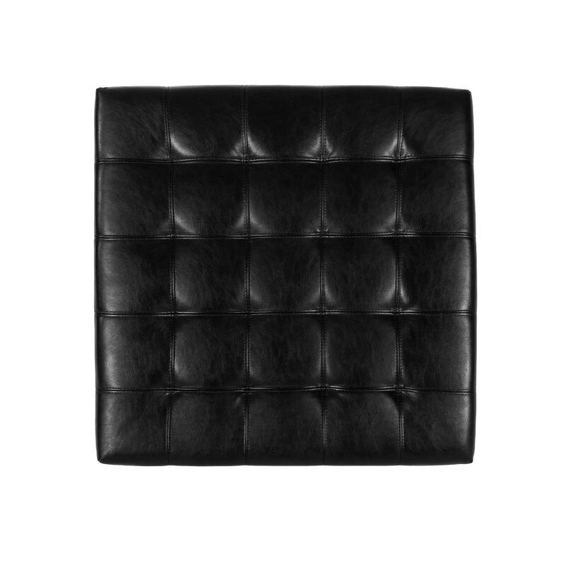 Roomfitters Ottoman Storage Bench, PU Leather Upholstered Footstool with Lift-Top Design, Black