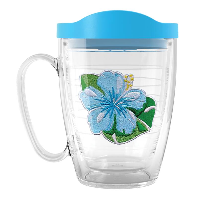 Tervis Island Tropical Hibiscus Collection Made in USA Double Walled Insulated Travel Tumbler, Tropical Teal Hibiscus - 16oz Mug - 16oz Mug