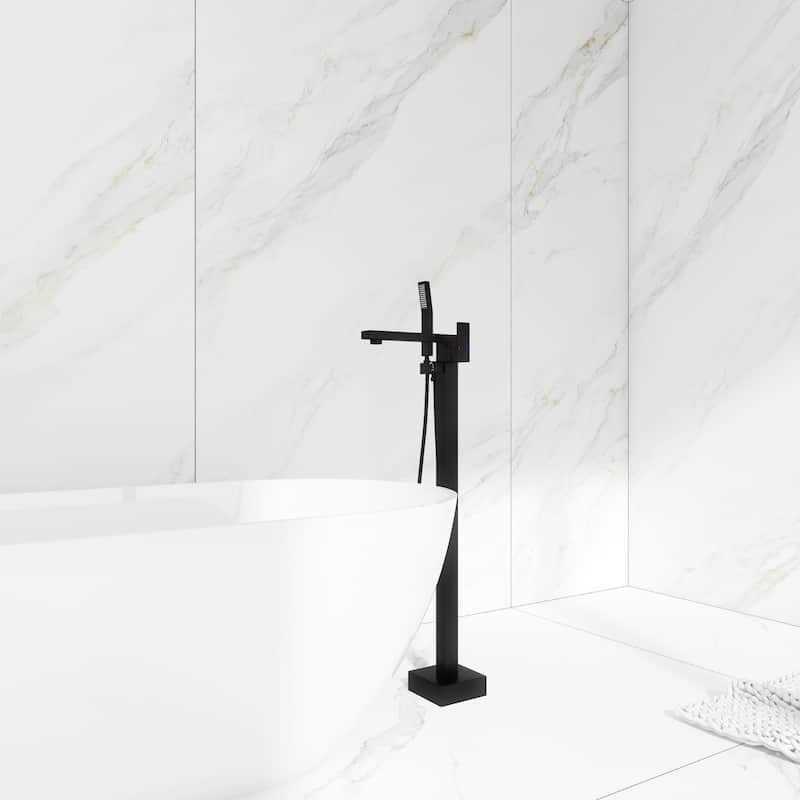 Freestanding Tub Shower Claw Foot Faucet with Handheld Spout - 10"37" - Matte Black
