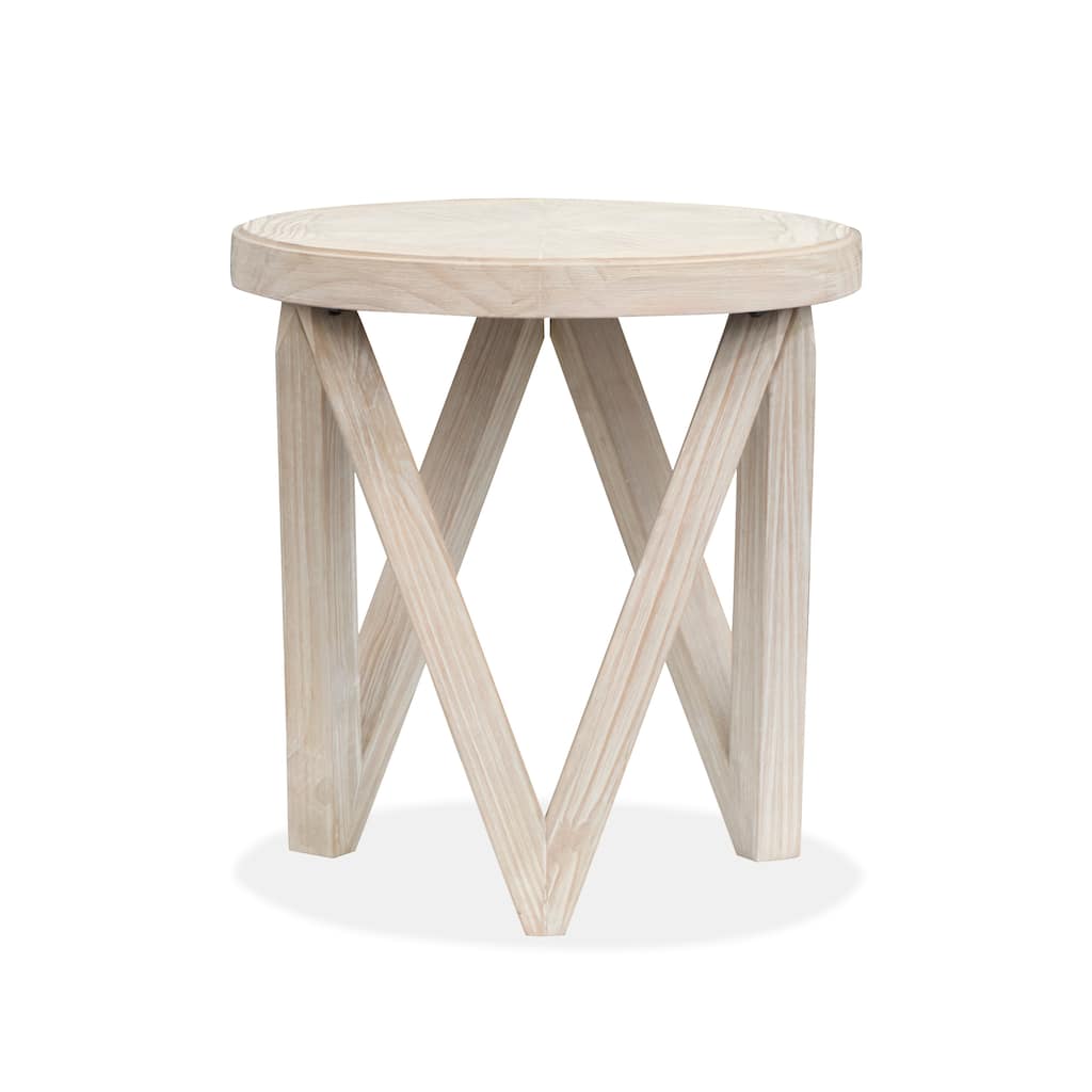 Magnussen Home Bostwick Coconut Cream Round End Table - 22''W x 22''D x 23''H