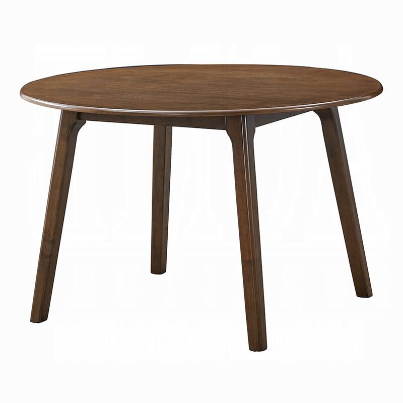 Koko Dining Table, 48 Inch Round Top, Dark Walnut Brown Rubberwood