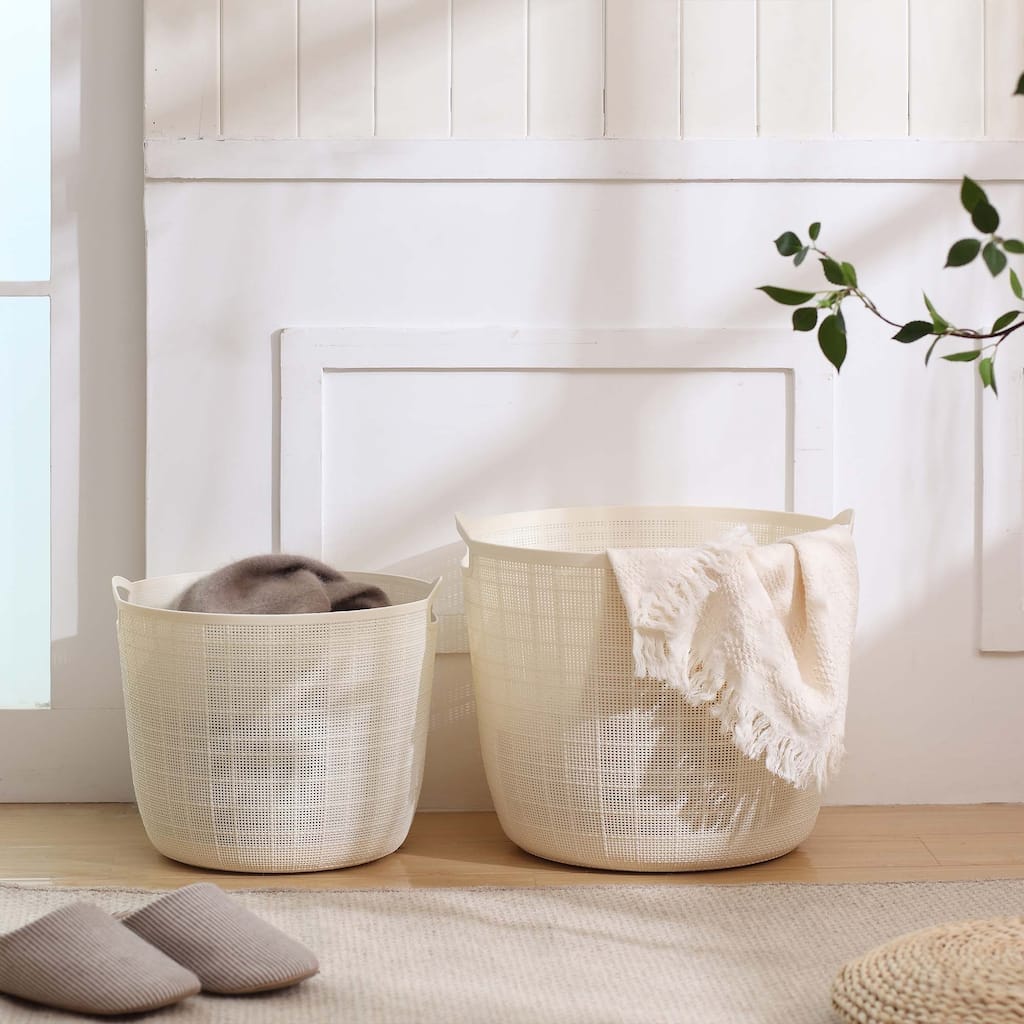 HANAMYA Storage Basket | Laundry Basket | Storage Organizer, 37 Liter, Set of 2 - Set of 2