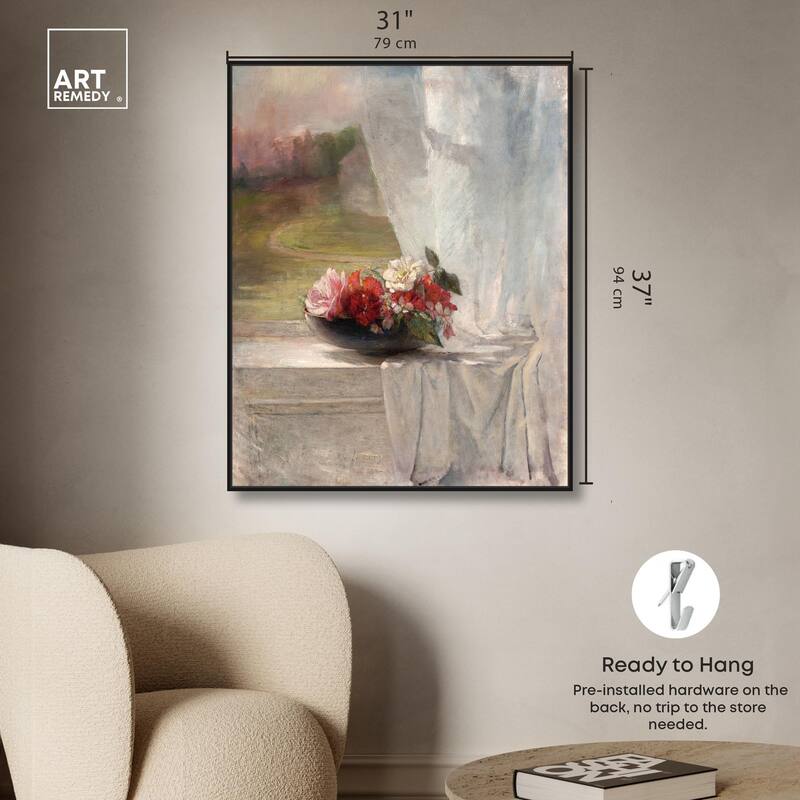 Flowers on a Window 1861 Canvas by Art Remedy