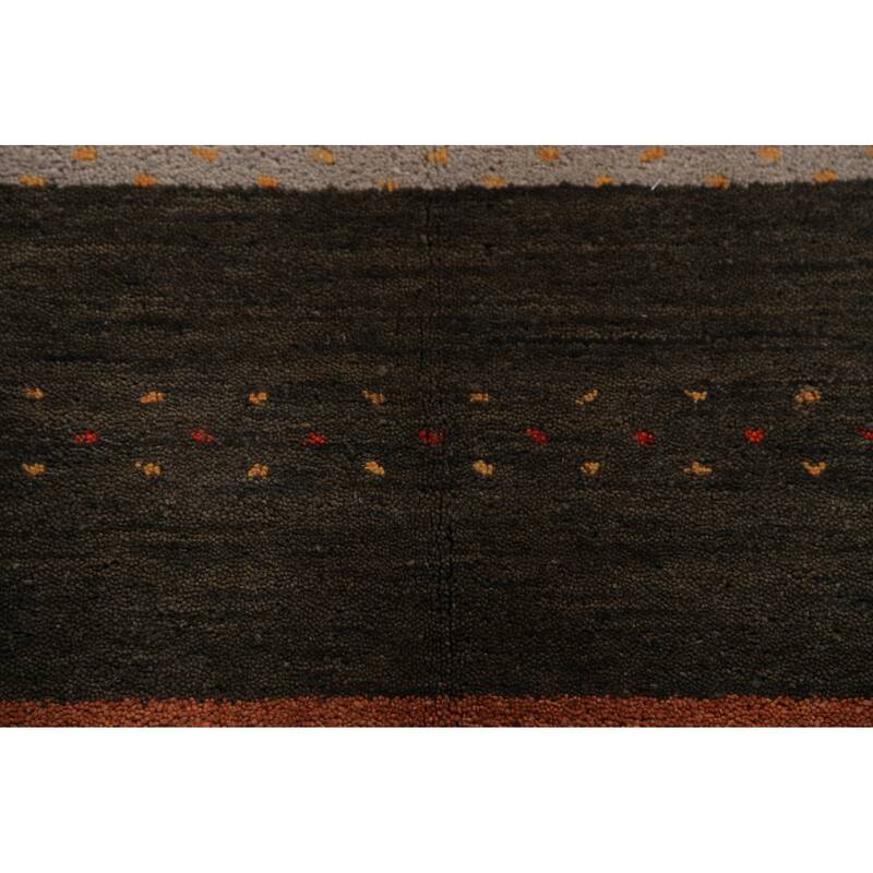 Striped Gabbeh Oriental Area Rug Hand-Knotted Wool Carpet - 6'7" x 9'6"
