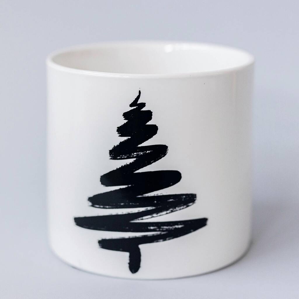 White With Black Christmas Tree Planter