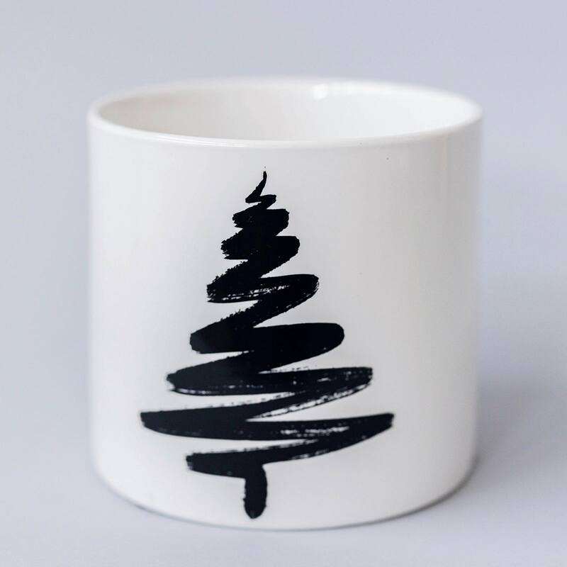 White With Black Christmas Tree Planter