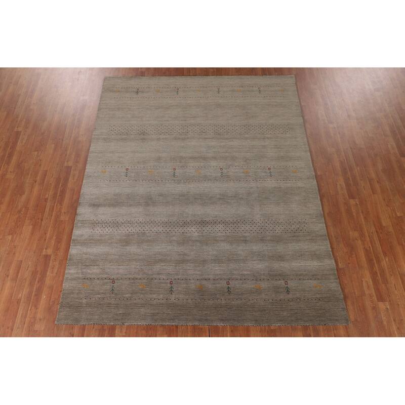 Tribal Gabbeh Indian Area Rug Hand-Knotted Wool Carpet - 7'10"x 9'10"