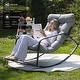 preview thumbnail 21 of 25, Oversized Papasan Rocking Lounge Chair with Footrest, Heavy-Duty 450lbs Metal Frame, Indoor Outdoor Patio Rocker with Cushion
