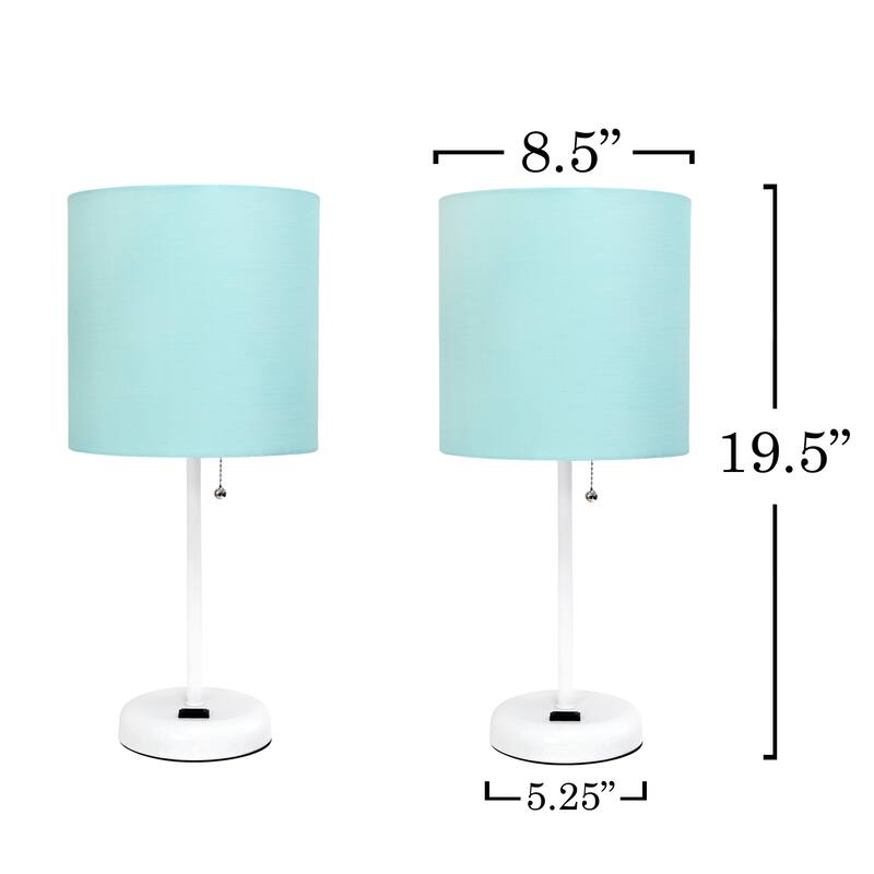19.5" Modern Table Lamp with USB Charging Port and Fabric Shade for Home Office or Bedroom