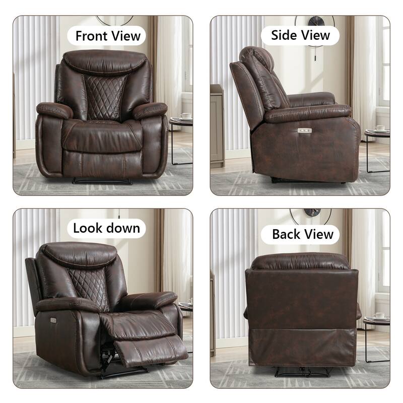 Ebello Leather Electric Power Recliner with Comfortable Footrest for Living Room