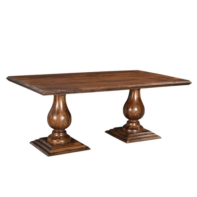 HomeRoots 75" Dark Brown Wood Double Pedestal Base Dining Table - 75.00 in. x 30.00 in. x 42.00 in.