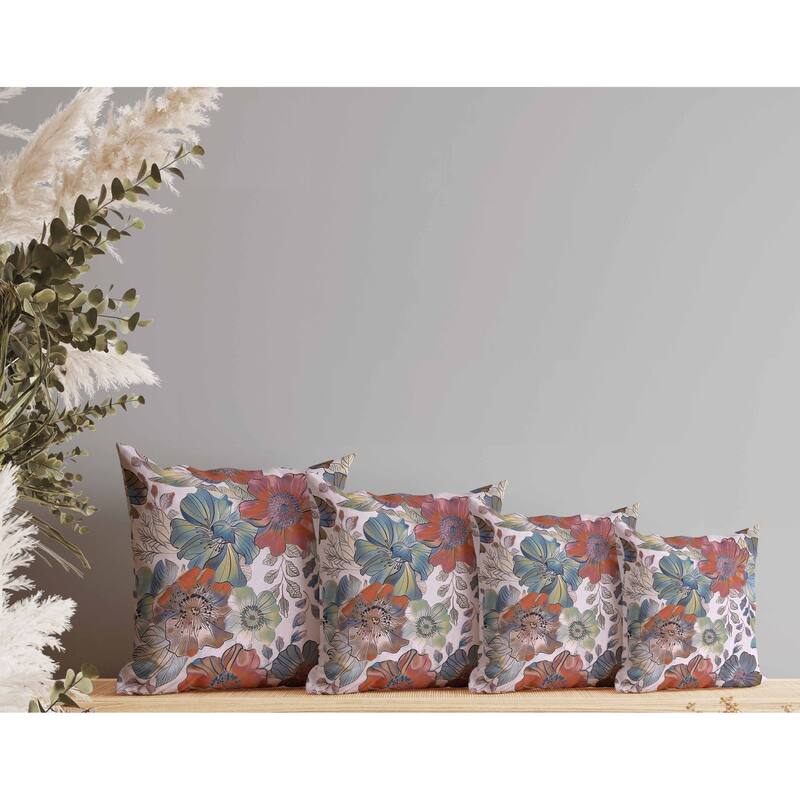 Painted Petalscape Indoor/Outdoor Reversible Throw Pillow Blue and Violet