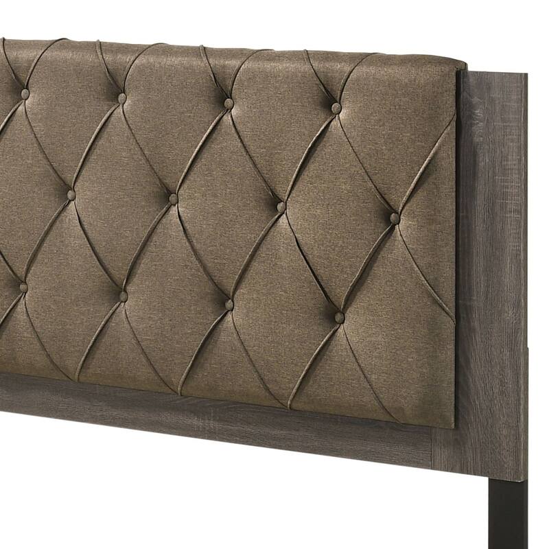 Fabric and Rustic Oak EK Bed