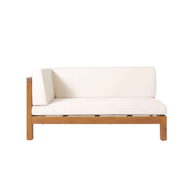 Brava Outdoor Acacia Wood X-Back Patio Sectional Sofa by Christopher Knight Home