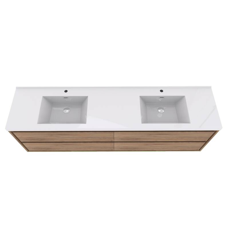 Sage 72" wall mounted bathroom vanity with double basin acrylic top