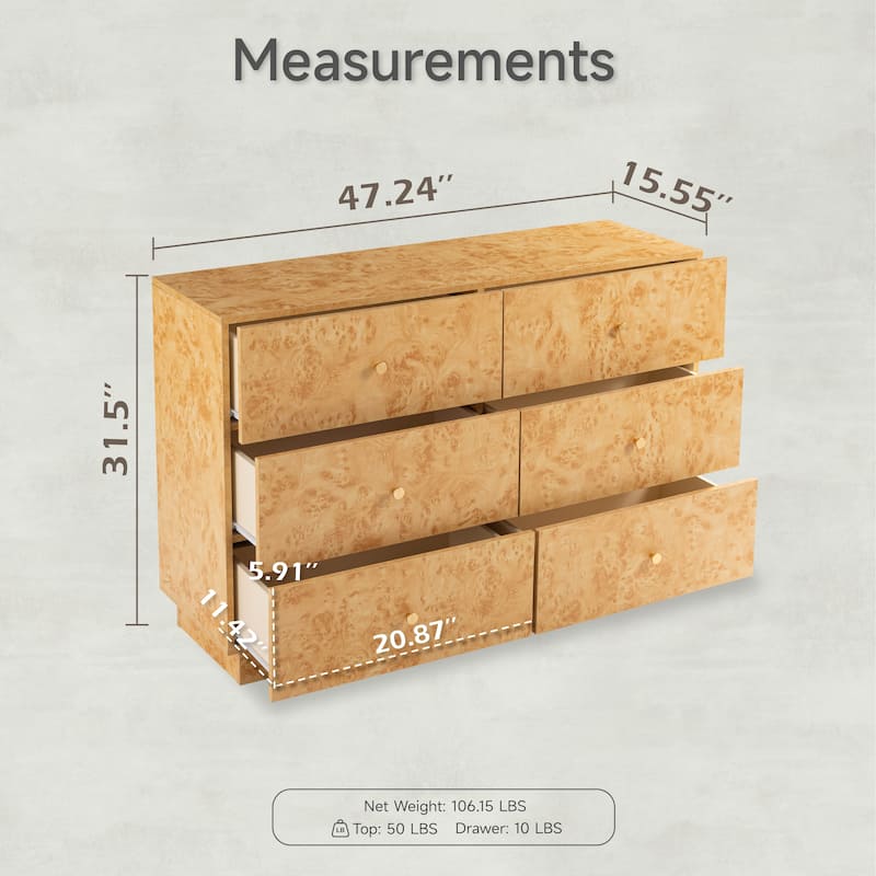 COZAYH Farmhouse Burl Wood Nightstand, Modern Dresser with Storage
