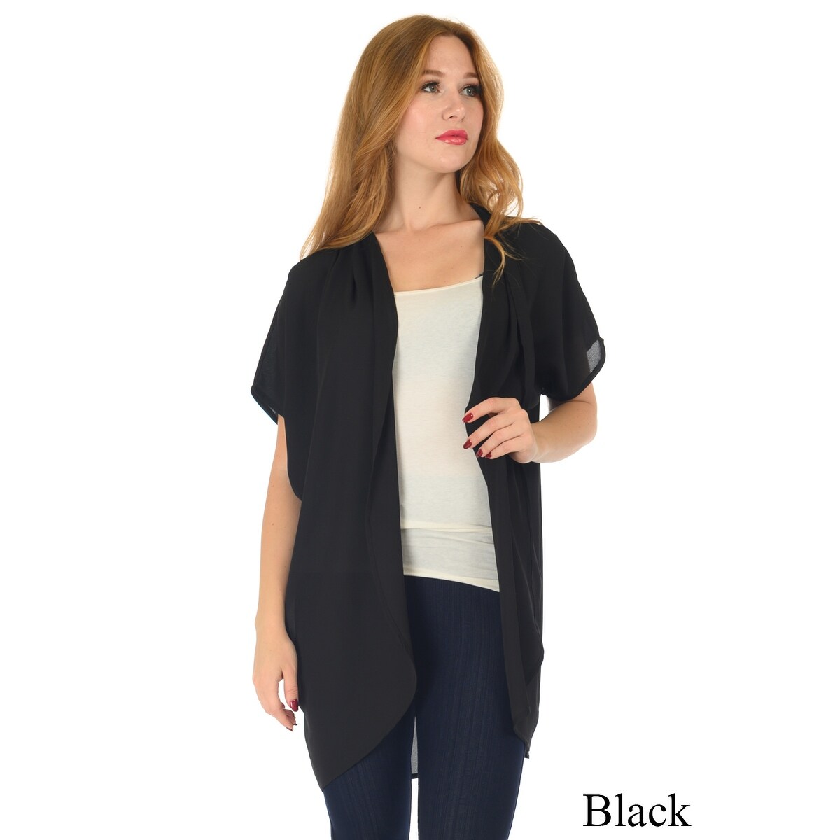 mid length black cardigan