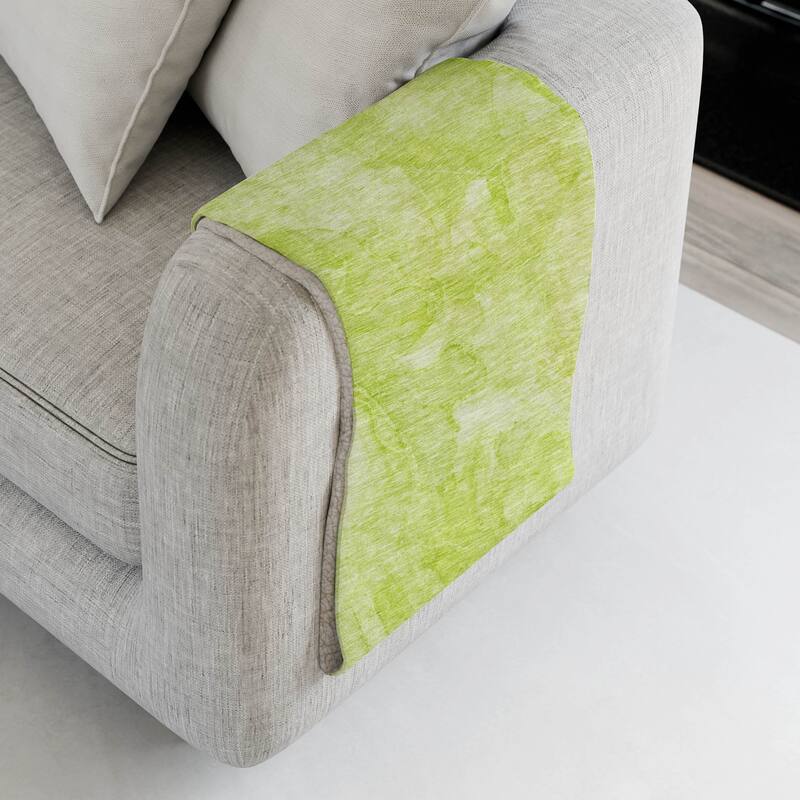 Premium Machine Washable Abstract Contemporary Sherpa Throw Blanket - Aloe - 4'2" x 5'10"