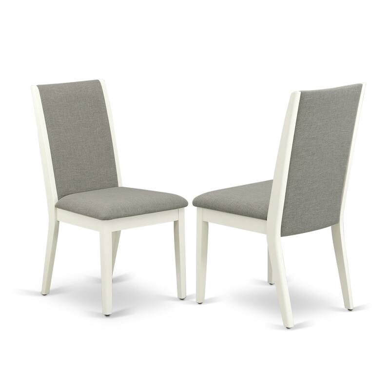 East West Furniture Lancy Parson Chairs - Linen Fabric Padded Dining Chairs, Set of 2, (Finish Options)