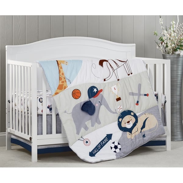 slide 1 of 1, Oxford Baby Zoo Sports, 3 Pc Crib Bedding Set
