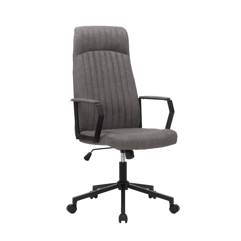 Porthos Home Shea Office Chair with Tilt Mechanism, PU Upholstery - Grey