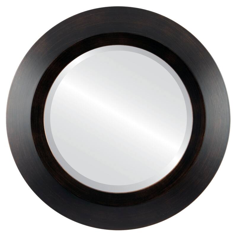 Veneto Framed Round Mirror in Rubbed Bronze - Antique Bronze