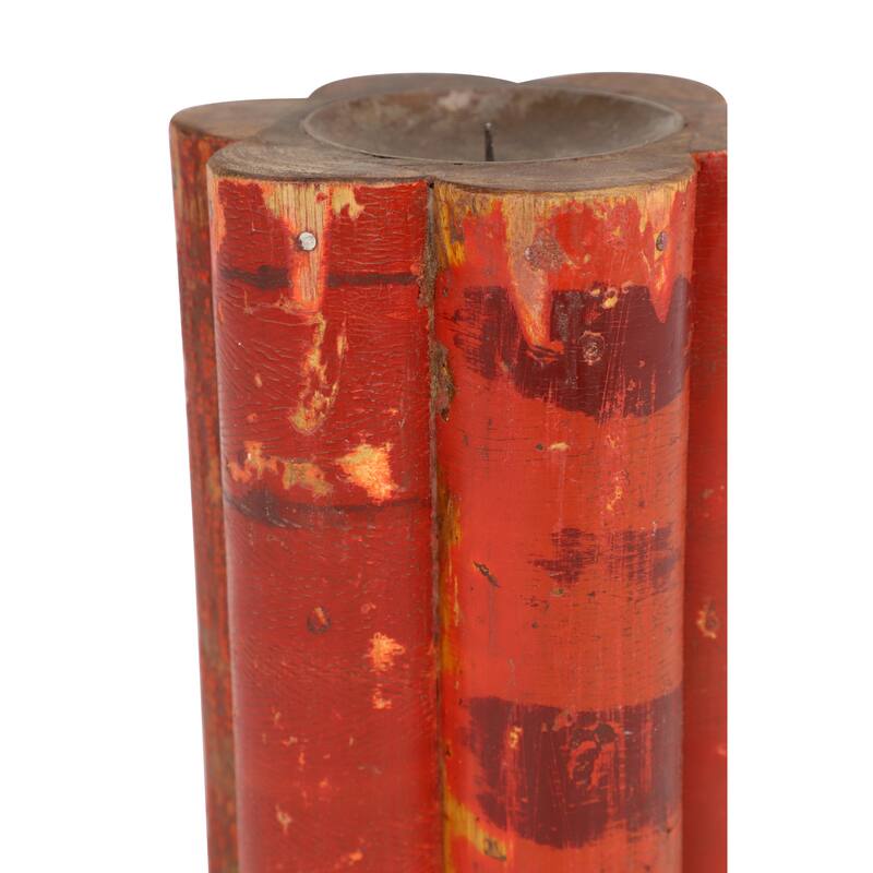 Wood Distressed Candle Holder - Red - Roche River Decor