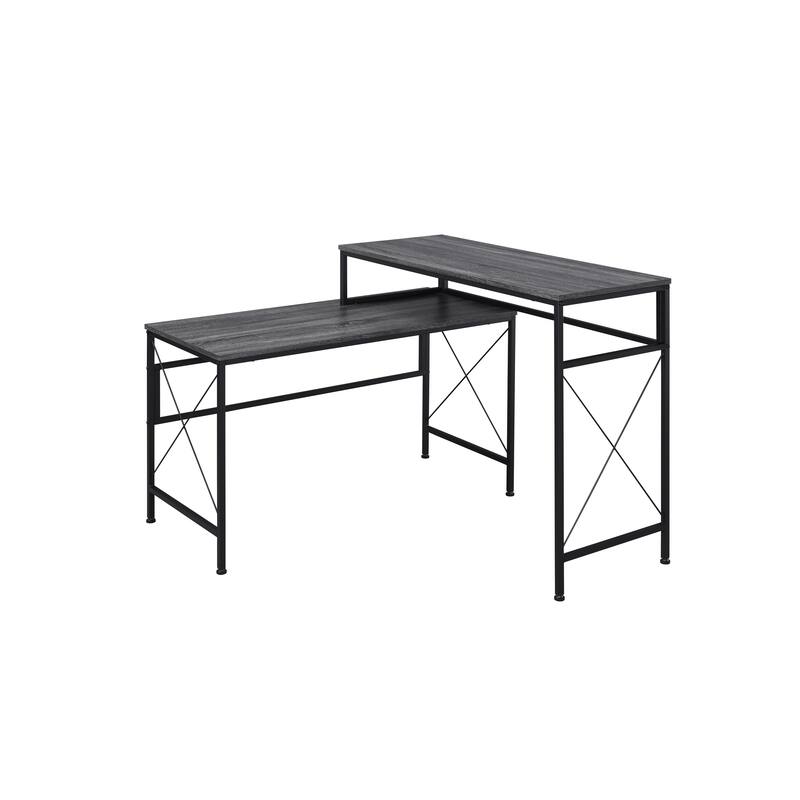 Arts Modern Grey 50-inch Metal L-shaped Computer Desk with USB Ports by Furniture of America