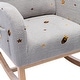 preview thumbnail 25 of 46, Upholstered High Back Wooden Rocking Chair for Living Room Baby Kids Room Bedroom, Pink Boucle