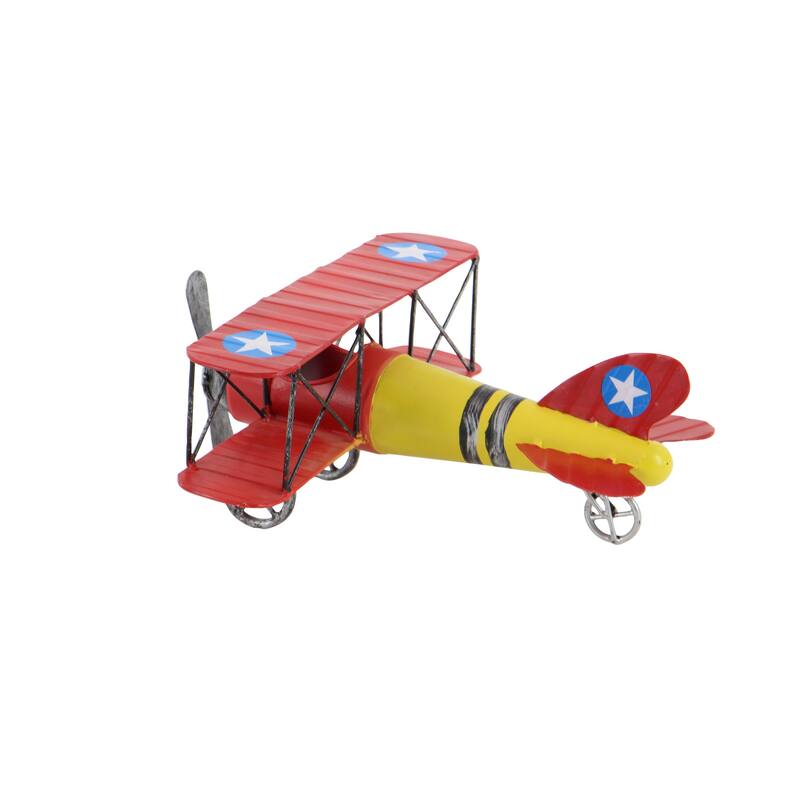 Red Metal Airplane Home Wall Decor