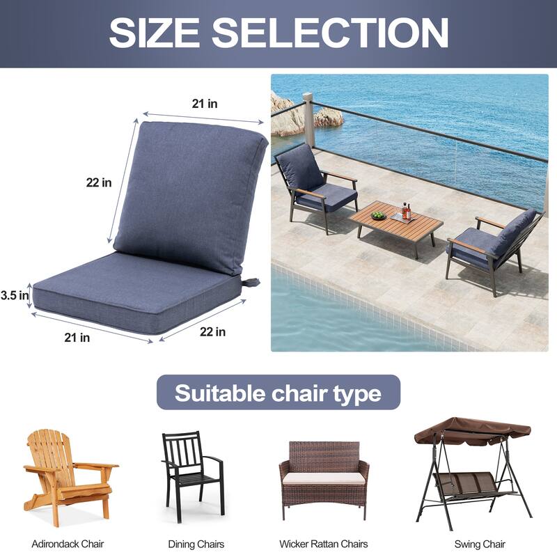 Pellebant 22 x 21 x 3.5 in Patio Deep Seat Chair Outdoor Cushion Set