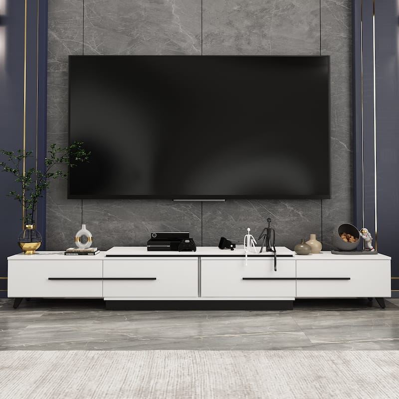 Entertainment TV Stand up to 50-85 inch TV Extendable TV Stand Drawer - Black/White