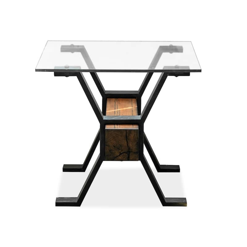 Magnussen Home Sawyer Toasted Nutmeg and Smoked Iron Rectangular End Table - 26''W x 24''D x 24''H