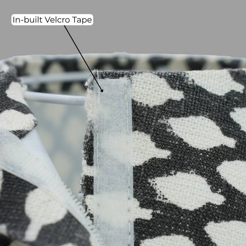 Fabdivine Khushbu Handmade Thick Linen Floral Block Print Lampshade - Vintage Boho Table Lamp, Modern Handcrafted - 6 x 12 x 8