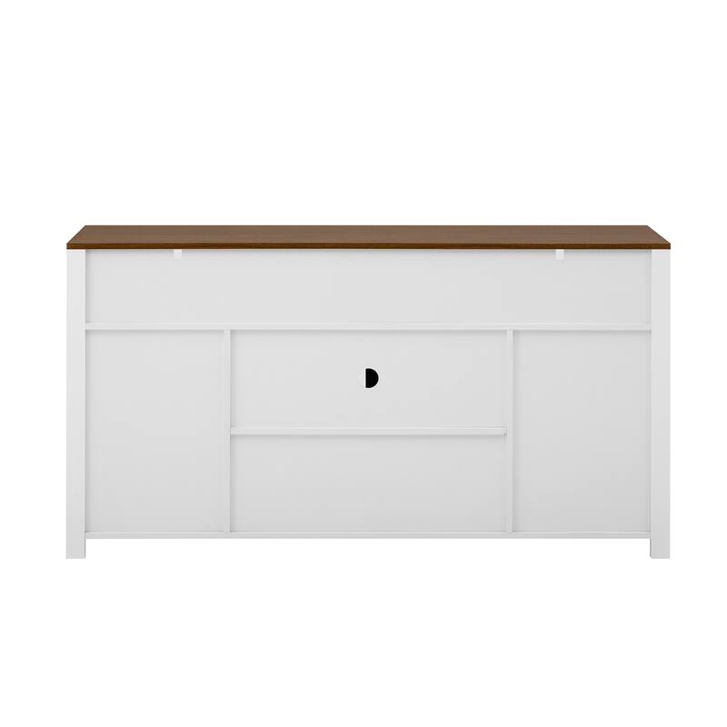 Sideboard Buffet Cabinet with Sliding Barn Doors & Open Shelf, Coffee Bar Storage Cabinet with Mesh Doors & Adjustable Shelf