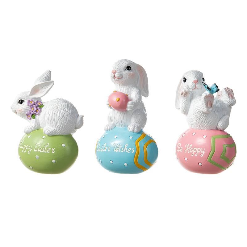 Glitzhome Easter Resin Bunny Table Decor Rabbit Figurines Lovely Gifts