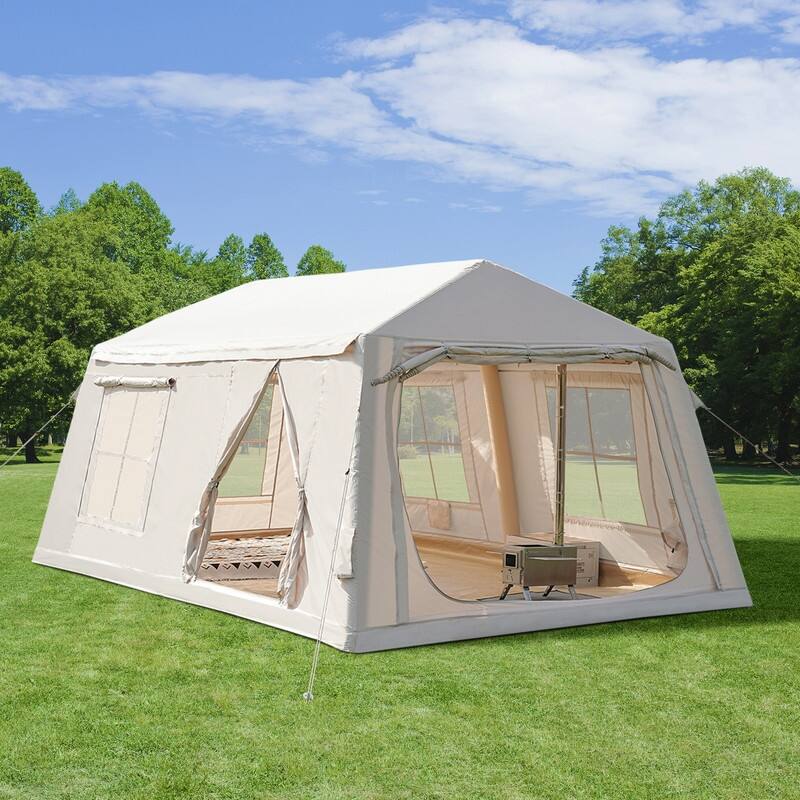 Inflatable Camping Tent, Hand Pump, Waterproof 4-Season Glamping Tent