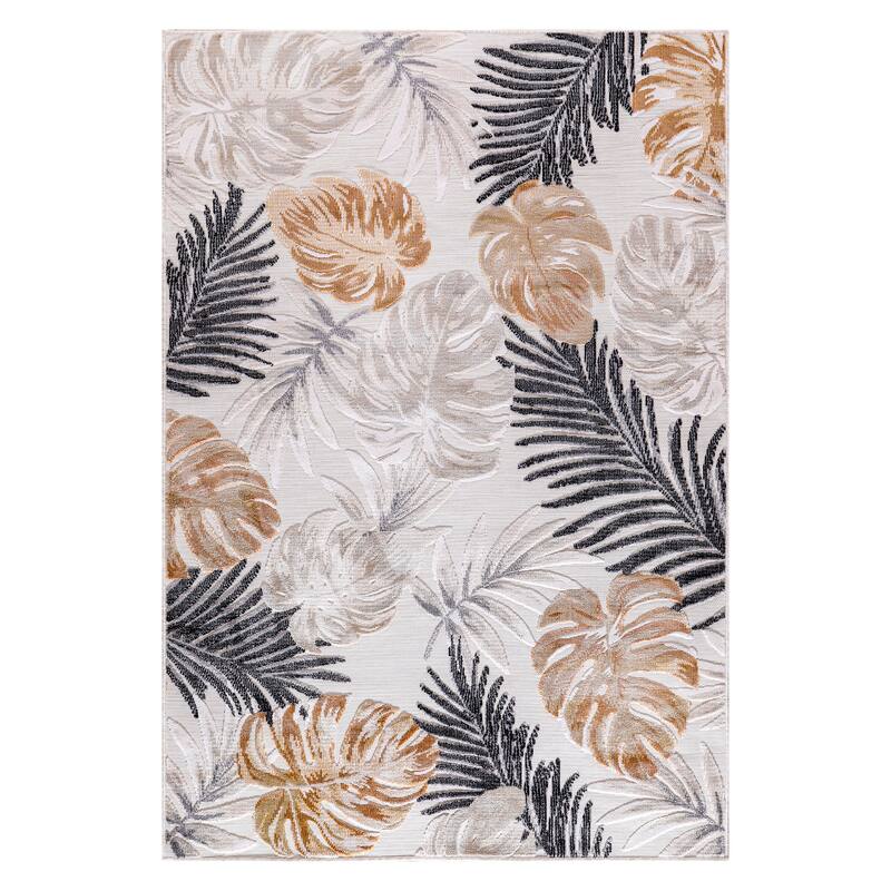 Beverly Rug Equator Leaf Botanical Indoor Outdoor Area Rug - 5X7 - Yellow