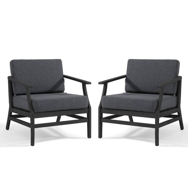 Teak Outdoor Patio Club Chairs Loveseat with Cushions